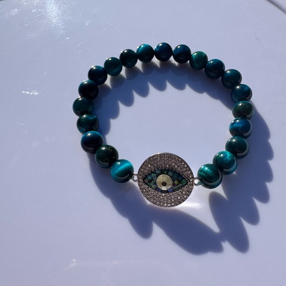 Elegant Evil Eye Bracelet with Blue Beads - Picture 4 of 4